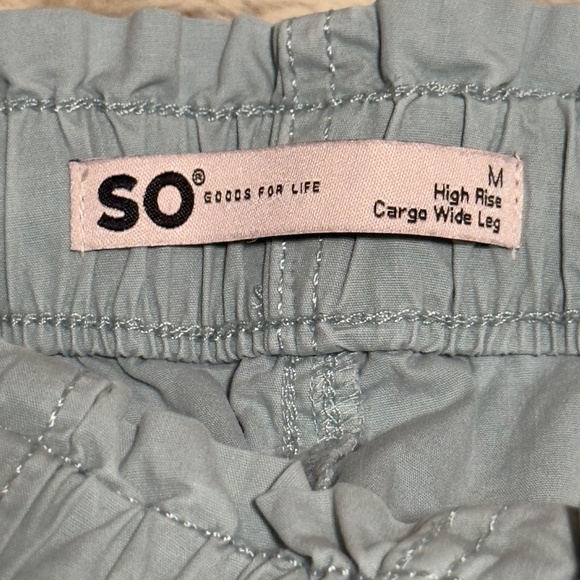 So Wide Leg Cargo Pants Light Blue Drawstring Stretch Waist Size M - Picture 6 of 7